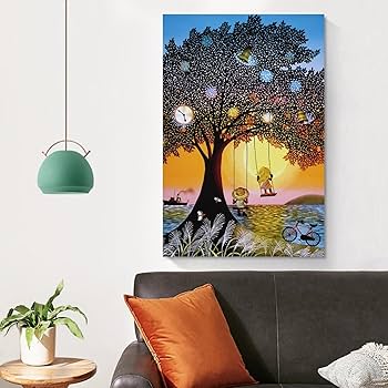 Amazon.co.jp: 藤城清治 夕日のぶらんこ 絵画 ポスター 工芸品の装飾品